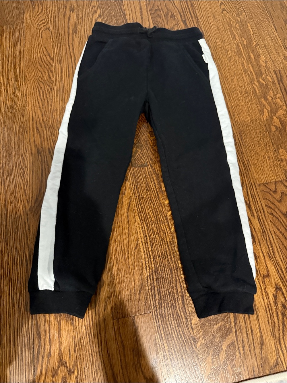 Children's Black Joggers with White Side Stripes